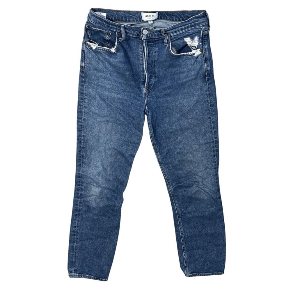 Agolde Dark Blue Cropped Ankle Jeans